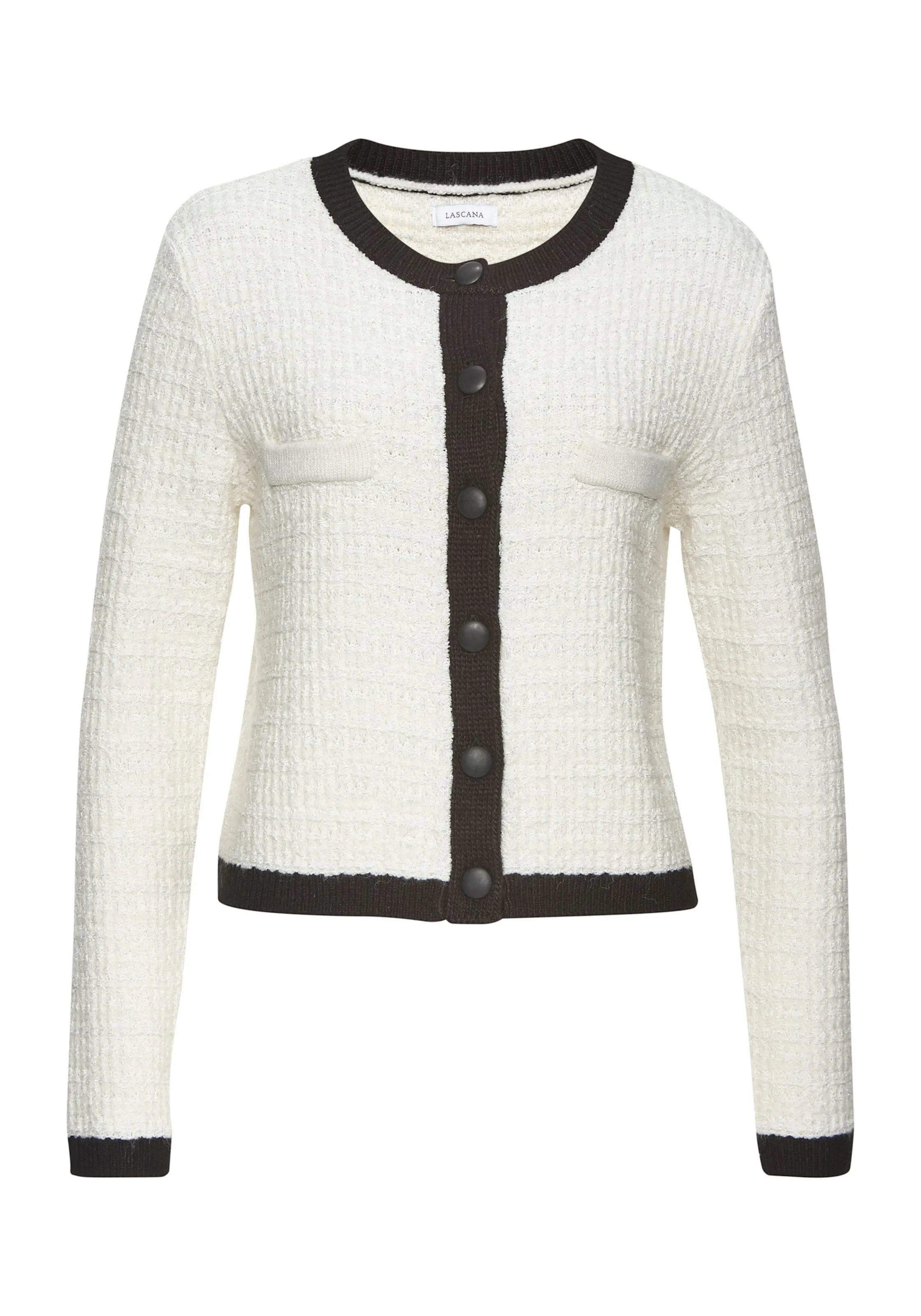 LASCANA Strickjacke in creme-schwarz